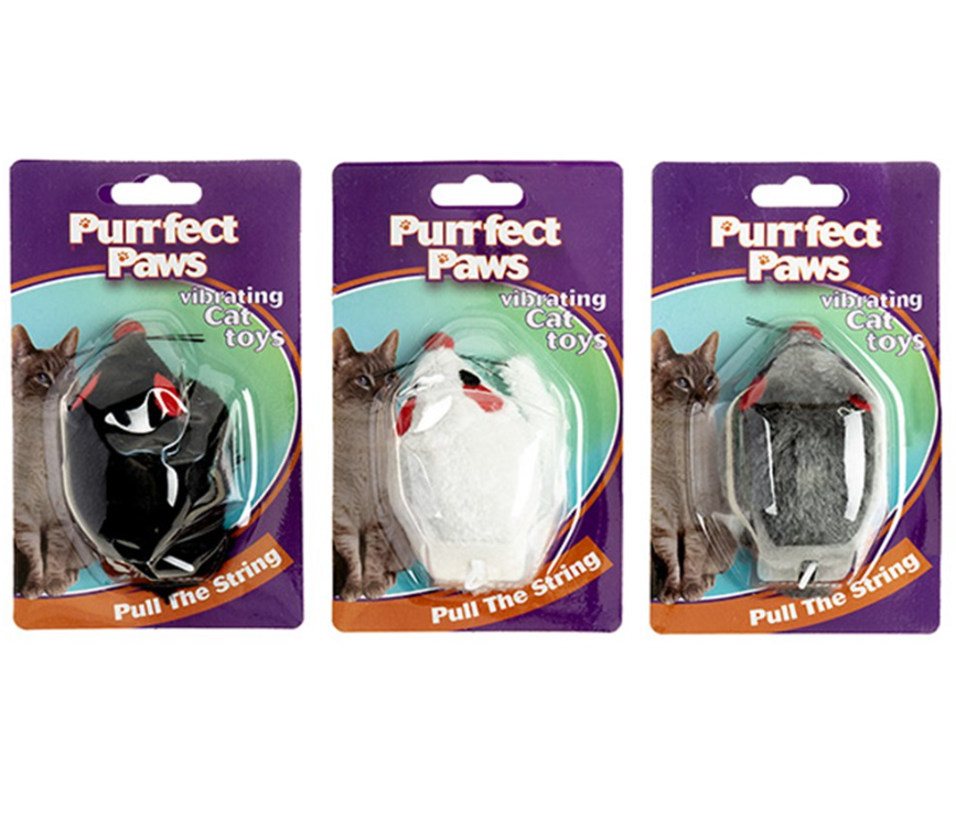 Purrfect Paws Cat or Kitten Toy - Vibrating Mouse - Just Pull & Pounce ...